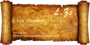 Lics Zsombor névjegykártya